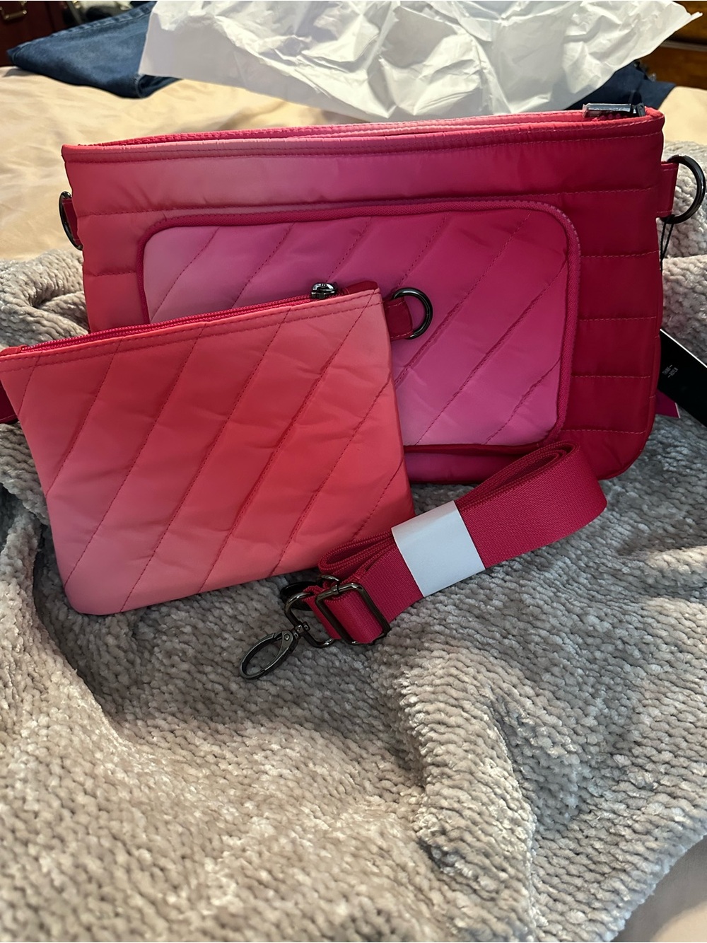 THINK ROYLN Quilted Hot Pink Crossbody with Removable Pouch
